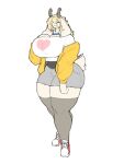  2021 allie_(marvolk) anthro big_breasts blonde_hair boss_monster bottomwear bovid breasts caprine clothed clothing collar female footwear fully_clothed goat hair hi_res horn huge_breasts jacket legwear mammal marvolk shirt shoes short_tail shorts sneakers solo thick_thighs thigh_highs topwear undertale undertale_(series) video_games 