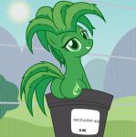  aloe_vera badumsquish big_butt butt cutie_mark elemental_creature equid equine fence flora_fauna green_eyes hasbro hi_res horse looking_at_viewer looking_back looking_back_at_viewer mammal my_little_pony plant plant_pot pony pot_(disambiguation) potted_plant smile sun 