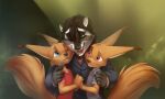  anthro embrace group hi_res hug male mammal narr8 procyonid raccoon rodent sciurid sibling subject_9 twins unknown_artist young 