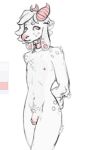  anthro bovid caprine choker crotch_tuft demon ear_piercing flaccid freckles genitals girly goat jewelry male mammal monochrome necklace nipples penis piercing short_tail solo torta_(ugly_tortilla) tuft ugly_tortilla wide_hips 