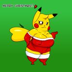  1:1 absurd_res anthro big_breasts breasts christmas christmas_clothing clothed clothing digital_drawing_(artwork) digital_media_(artwork) female fingers fur hi_res holidays huge_breasts looking_at_viewer mammal murid murine nintendo nipples overweight pikachu pok&eacute;mon pok&eacute;mon_(species) rat raven30_(artist) rodent short_stack simple_background smile solo thick_thighs video_games 