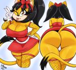  anthro big_butt bmayyneart breasts butt cleavage clothed clothing domestic_cat felid feline felis female hi_res honey_the_cat mammal sega solo sonic_the_fighters sonic_the_hedgehog_(series) thong underwear wide_hips 