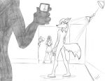  anthro butt camera cirruskitfox clothing dress female group humiliation inside male misha_(gammaeradon) monochrome nude phone shower sketch smile 