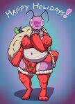  &lt;3 &lt;3_eyes animal_humanoid antennae_(anatomy) anthro arthropod arthropod_humanoid bag balls_outline belly big_breasts blush blush_lines breasts bulge chubby_anthro chubby_gynomorph clothing costume crop_top cute_expression detailed_bulge digitigrade dildo dressing festive genital_outline gift gloves gynomorph handwear hi_res holly_(plant) humanoid impishhyena insect insect_humanoid intersex legwear mantis mantis_humanoid nipple_outline pantie_bulge panties penis_outline pink_body pink_eyes plant sack santa_costume sex_toy shirt slightly_chubby solo stockings thicc_bug_(impishhyena) thick_tail thick_thighs tongue tongue_out topwear underwear wide_hips 