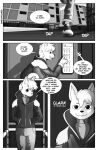  absurd_res anthro black_and_white canid canine canis clothed clothing comic digital_media_(artwork) domestic_dog english_text footwear hi_res mammal monochrome shoes sky smoothlabs street text 