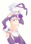  1boy amefuri_(muen_kai) animal_ears apron arinoto_watari ball_bra bridal_gauntlets fake_animal_ears heart_pasties highres huge_testicles meme_attire original otoko_no_ko pasties rabbit_ears reverse_bunnysuit reverse_outfit testicles white_hair 