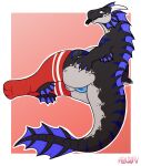  2021 alym anthro anus butt butt_grab claws clothing digital_drawing_(artwork) digital_media_(artwork) dragon drake_(disambiguation) footwear genitals hand_on_butt hi_res horn konory legwear male nude shaded signature simple_background smile socks solo thigh_highs thigh_socks tongue watermark 