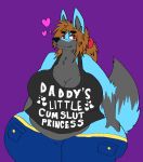  anthro big_breasts big_butt bottomwear breasts brown_hair butt canid canine canis clothing dahliathefox female hair huge_breasts huge_butt hyper hyper_breasts hyper_butt insult mammal pants ponytail profanity red_eyes shirt sleeveless_shirt solo topwear wolf wolfy_(dahliathefox) 