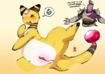  ampharos armor blush bungie clothing destiny_(video_game) destiny_2 digital_media_(artwork) duo egg english_text female feral fur genitals goonie-san hi_res human looking_at_viewer male male/female mammal nintendo not_furry nude open_mouth pok&eacute;mon pok&eacute;mon_(species) pussy raised_leg saint-14 simple_background smug spread_legs spreading text video_games yellow_body 
