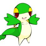  3_fingers ambiguous_gender arms_out feral fingers green_body hi_res iruka_rui looking_at_viewer nintendo open_mouth pok&eacute;mon pok&eacute;mon_(species) red_eyes simple_background snivy solo video_games white_background white_body 