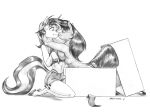  anthro baron_engel bottomwear box breast_squish breasts butt clothed clothed/nude clothing container crop_top duo earth_pony equid equine eyes_closed eyewear female female/female friendship_is_magic gift goggles graphite_(artwork) horn horse hotpants kneeling mammal my_little_pony nose_to_nose nude octavia_(mlp) pencil_(artwork) pony ribbons shirt shorts side_boob side_view simple_background squish topwear traditional_media_(artwork) unicorn vinyl_scratch_(mlp) white_background 