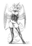  anthro baron_engel breasts cleavage clothed clothing collar corset dominatrix equid equine female friendship_is_magic graphite_(artwork) hi_res horn horn_jewelry legwear lingerie looking_at_viewer mammal my_little_pony panties pencil_(artwork) princess_celestia_(mlp) riding_crop shadow simple_background smile smirk solo standing thigh_highs topwear traditional_media_(artwork) underwear whip white_background winged_unicorn wings 