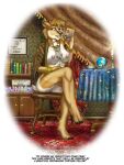  anthro bracelet card clothed clothing comic crossed_legs crystal_ball dreamcatcher dreamcatcher_(style_wager) english_text female fortune_teller fur furniture genitals holding_card horn jewelry mammal mostly_nude multicolored_body multicolored_fur necklace nipples partially_clothed pronghorn pussy robe robe_only sitting solo style_wager table tarot_card text translucent translucent_clothing 