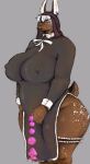  anal_beads anthro big_breasts breasts breastwizard butt clothed clothing digital_media_(artwork) dildo female fur hair hi_res huge_breasts lagomorph leporid mammal nipple_outline nun rabbit sex_toy simple_background solo solo_focus thick_thighs 