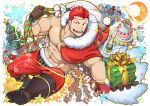  bara biceps boots cake champagne_bottle christmas christmas_ornaments christmas_stocking christmas_tree crescent_moon food gift gingerbread_man glass gloves hat heterochromia large_pectorals moon naop_(anything) official_art open_mouth pectorals plate pollux_(housamo) red_hair sack santa_boots santa_costume santa_gloves santa_hat smile snowflakes sparkle star_(symbol) taurus_mask tokyo_afterschool_summoners toy transparent_background 