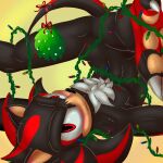  abs absurd_res anthro black_nose blush chest_tuft christmas christmas_lights diana_g eulipotyphlan featureless_crotch fur hedgehog hi_res holidays male mammal mistletoe multicolored_body multicolored_fur paws plant raised_paw red_eyes sega shadow_the_hedgehog simple_background solo sonic_the_hedgehog_(series) spread_legs spreading teasing tuft 
