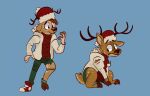  after_transformation antlers capreoline cervid christmas christmas_clothing christmas_headwear clothing feral hat headgear headwear holidays hooves horn human_to_feral kornepheross male mammal reindeer santa_hat scut_tail short_tail solo species_transformation transformation 