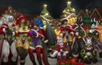  2021 anthro bandai_namco bell belt big_breasts blizzard_entertainment bra breasts canid canine canis cape chest_scar christmas christmas_clothing christmas_lights christmas_tree cleavage clothed clothing coltron20 coltron_(coltron20) digimon digimon_(species) dragon facial_scar felid female fur gift group hair hi_res holidays horn hybrid jingle_bell kneeling legwear leotard link2004 lion male mammal navel night pantherine pasties plant rachael_the_blind renamon renix_(jake0428) scales scar sekhmet_(link2004) smile snout snout_scar standing stockings thong tree underwear video_games warcraft were werecanid wings wolf worgen 