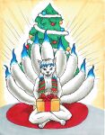  2021 anthro bow box canid canine christmas container decoration female gift happy hi_res holidays mammal ninetales nintendo nyghtmar3 plant pok&eacute;mon pok&eacute;mon_(species) pok&eacute;morph regional_form_(pok&eacute;mon) rug scarf serenity_the_alolan_ninetails sitting solo traditional_media_(artwork) tree video_games 