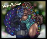  &lt;3 2021 4_fingers ahoge anthro areola big_butt black_nails blue_body blue_fur blue_hair border bottomless boxers_(clothing) breasts brown_body brown_fur brown_hair bulge butt canid canine canis christmas christmas_lights claws cleavage cleavage_overflow clothed clothing colored_nails dal_(blazethefox) deimion deimion_j_shadowwolf domestic_dog duo embrace eyes_closed female fingers fur green_eyes grin hair heart_(marking) hi_res holidays hug inverted_nipples lips long_hair male male/female mammal mistletoe nails neck_tuft nipples plant sharp_teeth smile spots spotted_body spotted_fur standing sweater teeth thick_bottom_lip thick_thighs topwear tuft underwear wardrobe_malfunction wide_hips wolf 