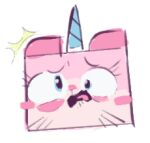  blue_eyes blush blush_stickers domestic_cat equid equine felid feline felis female feral horn hybrid icon lego low_res mammal open_mouth reaction_image shocked simple_background solo the_lego_movie thumbnail unicorn unikitty unknown_artist white_background 