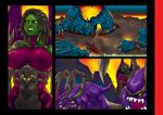  black_hair erect_nipples green_skin monster monster_girl nipples purple_skin romehamu sarah_kerrigan short_hair starcraft yellow_eyes zerg 