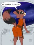  anthro big_butt bulge butt clothed clothing guardians_of_the_galaxy legwear licking licking_lips mammal marvel pinup pose presenting procyonid raccoon rocket_raccoon space star text theoryofstrings tights tongue tongue_out 