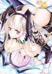  2girls animal_ears azur_lane bangs blush closed_mouth commentary_request covered_nipples earrings fake_animal_ears fake_tail formidable_(azur_lane) hair_ribbon heart_maebari heart_pasties jewelry latex latex_legwear looking_at_viewer maebari manjuu_(azur_lane) marker_(medium) meme_attire multiple_girls pasties pink_eyes platinum_blonde_hair rabbit_ears rabbit_tail revealing_clothes reverse_bunnysuit reverse_outfit ribbon shrug_(clothing) sirius_(azur_lane) tail thighhighs traditional_media tress_ribbon wrist_cuffs yqgkg 