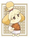  1girl animal_crossing animal_ears animal_nose blonde_hair body_fur chocomiru dog_ears furry furry_female isabelle_(animal_crossing) personification solo yellow_fur 