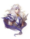 1boy armor cape cecil_harvey closed_mouth final_fantasy final_fantasy_iv headband lipstick long_hair looking_at_viewer makeup male_focus purple_eyes simple_background solo white_background white_hair yufy 