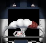 absurd_res anthro big_breasts big_butt breasts butt checkered_floor face_in_breasts female five_nights_at_freddy&#039;s five_nights_at_freddy&#039;s:_security_breach five_nights_at_freddy&#039;s_2 floppy_ears furniture glowing glowing_eyes hi_res humor jack-o&#039;_pose lagomorph leporid looking_at_viewer mammal meme patchwork_clothing patchwork_creature paws pose rabbit red_eyes scottgames smile solo something_wicked_(artist) table tablet thick_thighs vanny_(fnaf) video_games warning_sign 