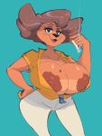  aged_up anthro areola beauty_mark big_breasts breasts brown_areola brown_hair brown_nipples cigarette clothed clothing disney exposed_breasts felid feline female goof_troop grey_highlights hair half-closed_eyes hand_on_hip hi_res highlights_(coloring) holding_cigarette holding_object huge_breasts looking_at_viewer mammal markings mature_anthro mature_female mole_(marking) narrowed_eyes nipple_slip nipples peg_pete simple_background smile smutbooru solo 