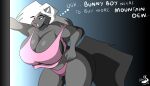  7:4 absurd_res anthro breasts chrisandcompany clothing english_text female hi_res kelsey_sienna mammal mephitid skunk solo text 