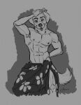  anthro arvo92 bird_dog canid canine canis clothed clothing domestic_dog flower golden_retriever hi_res hunting_dog male mammal muscular muscular_anthro muscular_male partially_clothed pinup plant pose retriever sarong solo 