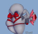  absurd_res anthro ass_up breasts butt christmas female fluffy fluffy_tail gift gift_bow hi_res holaxes holidays humanoid mammal rear_view rodent sciurid solo solo_focus squeezing tuti_(tutifruti) 