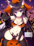  1girl absurdres animal_ears bra cameltoe dengeki_moeou halloween highres kitsune original panties scan solo tail tateha_(marvelous_grace) thighhighs underwear wings 