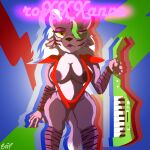  1:1 80&#039;s_theme absurd_res animatronic beep! canid canine canis female five_nights_at_freddy&#039;s five_nights_at_freddy&#039;s:_security_breach glamrock hi_res humanoid keyboard_instrument keytar machine mammal marketing musical_instrument poster robot robot_humanoid roxanne_wolf_(fnaf) scottgames solo video_games wolf wordplay 
