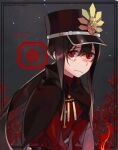  1boy bangs black_hair cape fate/grand_order fate_(series) hair_between_eyes hat jacket long_hair long_sleeves looking_at_viewer male_focus oda_nobukatsu_(fate) peaked_cap ponytail red_eyes sara_(kurome1127) sidelocks solo very_long_hair 