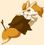  anthro anus braixen butt dipstick_tail female fluffy fluffy_tail genitals hi_res inner_ear_fluff legs_up looking_at_viewer lying markings nintendo nulloffset on_back open_mouth pok&eacute;mon pok&eacute;mon_(species) presenting presenting_hindquarters presenting_pussy pussy shaded tail_markings tuft video_games 