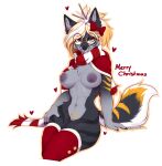  2021 alpha_channel anthro breasts canid canine canis christmas clothing conditional_dnp eyewear female fur glasses hair hi_res holidays legwear looking_at_viewer lorna mammal nude patreon pubic_tattoo solo tattoo teranen wolf 