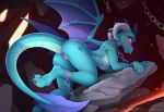  2021 amber_eyes anthro anus blue_body blush breasts dragon female friendship_is_magic genitals my_little_pony princess_ember_(mlp) pussy solo yakovlev-vad 