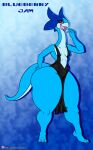  2018 absurd_res anthro big_butt blueberry_jam_(viroveteruscy) breasts butt clothed clothing digital_media_(artwork) female hand_on_butt hi_res huge_butt huge_thighs navel non-mammal_breasts open_mouth reptile scalie solo thick_thighs viroveteruscy warning_cream_filled wide_hips 