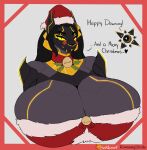  anthro bell big_breasts breasts bust_portrait christmas christmas_clothing christmas_headwear clothing destiny_(video_game) dialogue egyptian egyptian_clothing egyptian_mythology exo felid feline female ghost_(destiny) glowing glowing_eyes glowing_markings gold_(metal) gold_jewelry hat headgear headwear hi_res holiday_message holidays huge_breasts jewelry lion machine mammal markings mature_anthro mature_female metallic_body middle_eastern_mythology mythology pantherine portrait robot robotic runawaystride santa_hat sekhmet_(egyptianexo) solo watermark yellow_eyes 