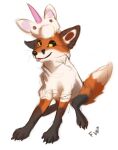  2021 ambiguous_gender canid canine clothed clothing digital_media_(artwork) feral flashw fox mammal simple_background smile solo white_background 