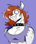  anthro big_breasts breasts bust_portrait cassettepunk cleavage clothed clothing collar ear_piercing female fur grin hair hi_res hyaenid mammal occam_(character) piercing portrait punk red_hair sharp_teeth smile solo spiked_collar spikes spots spotted_body spotted_fur spotted_hyena teeth 
