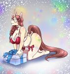  anthro big_butt blackblood-queen bra braided_hair breasts brown_hair butt cleavage clothed clothing equid equine eyewear female gift glasses hair hasbro hi_res horn lingerie mammal my_little_pony solo underwear unicorn 