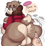  animal_crossing anthro anus balls big_butt bottomless butt canid canine canis clothed clothing digby_(animal_crossing) domestic_dog genitals hi_res huge_butt lewd_dorky male male/male mammal nintendo penis simple_background video_games white_background 