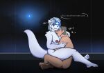  anthro biped breasts canid canine chilled_space duo female fur hi_res human human_on_anthro interspecies male male/female mammal nipples stellaris white_body white_fur 