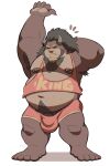  2021 absurd_res anthro armpit_hair belly body_hair bulge clothing eyes_closed genitals hi_res horn humanoid_hands male mammal moobs navel nipples overweight overweight_male penis simple_background smashbeaw solo underwear white_background 