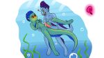  alberto_scorfano blue_body blue_scales duo genitals green_body green_scales humanoid kakau221 luca_(pixar) luca_paguro male male/male penis scales sea_monster underwater water young 
